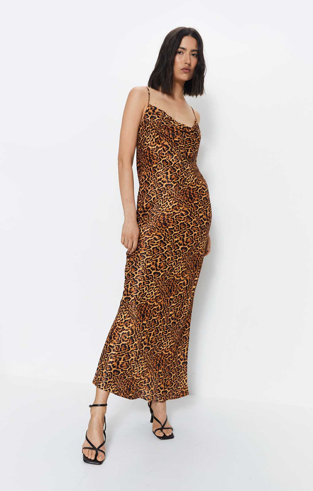 Warehouse Leopard Print Cowl Slip Dress