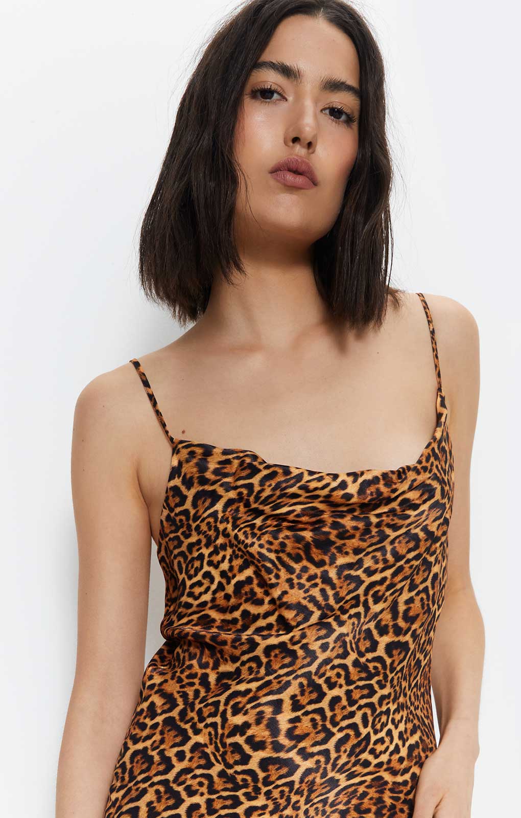Warehouse Leopard Print Cowl Slip Dress product image