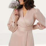 Closet London Blush High-Low Wrap Dress