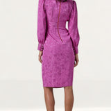 Closet London Pink Floral Jacquard Wrap Pencil Dress product image