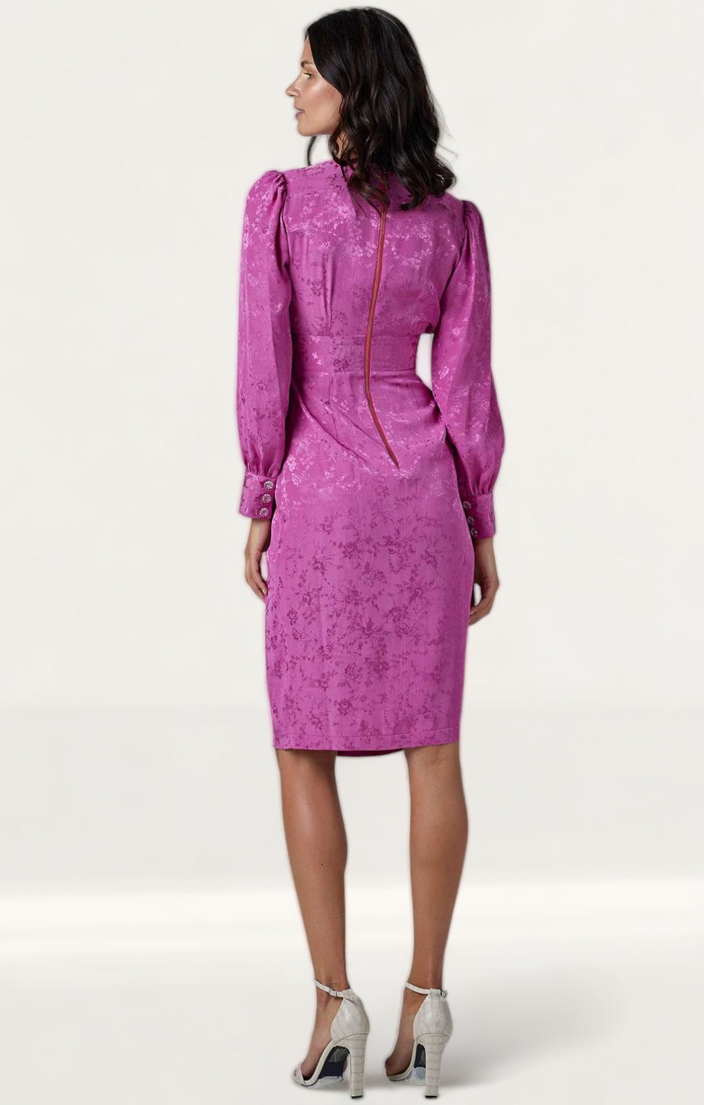 Closet London Pink Floral Jacquard Wrap Pencil Dress product image