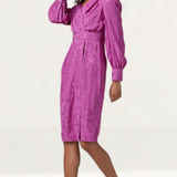 Closet London Pink Floral Jacquard Wrap Pencil Dress product image