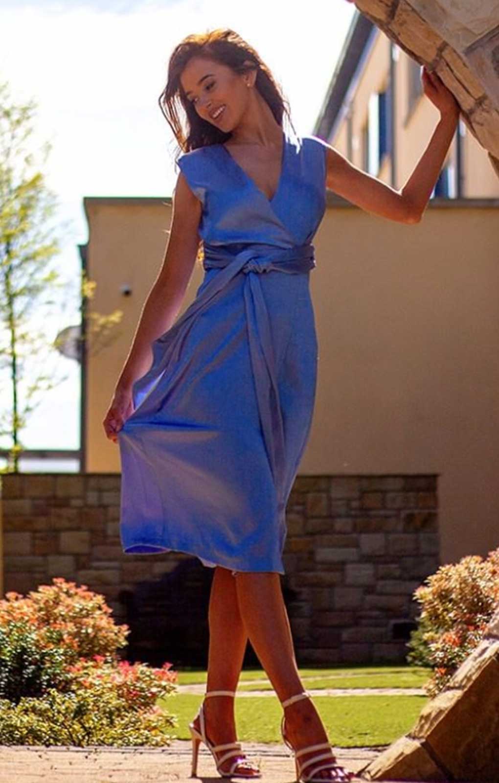 Closet London Blue Wrap A-Line Midi Dress product image