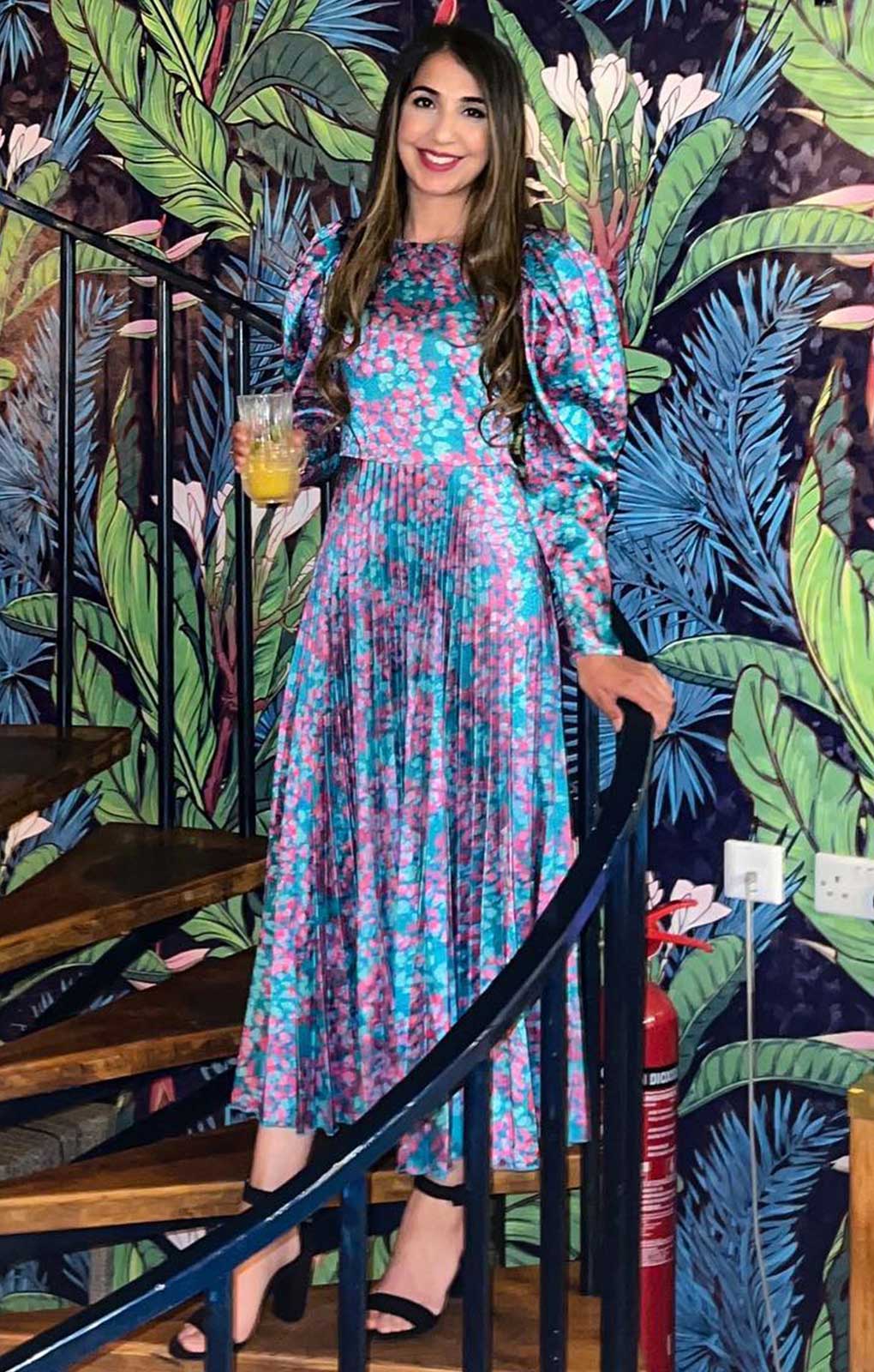 Closest London Pink Print Pleated Midi Dress