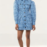 C/Meo Collective Indigo Leopard Good Love Mini Dress