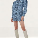 C/Meo Collective Indigo Leopard Good Love Mini Dress