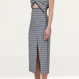 C/Meo Collective Oyster Check Circulate Midi Dress