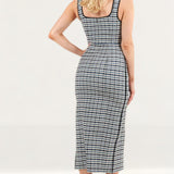 C/Meo Collective Oyster Check Circulate Midi Dress