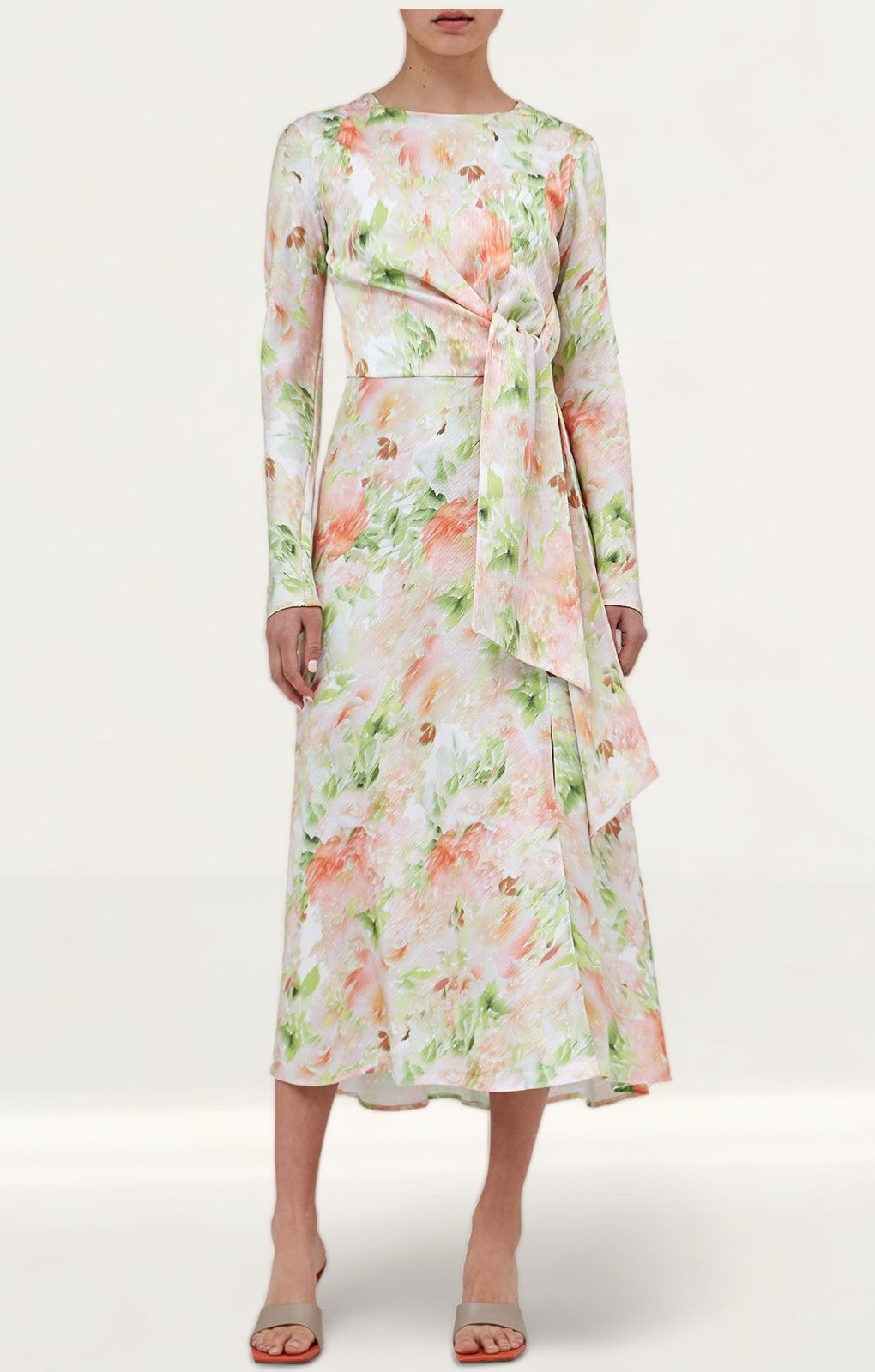 C/Meo Collective Washed Floral Opposite Sides Long Sleeved Midi Dress product image