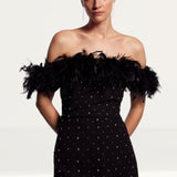 Coast Bardot Black Feather Dress with Gems product image