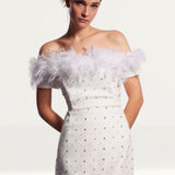 Coast Bardot White Feather Dress with Gems product image