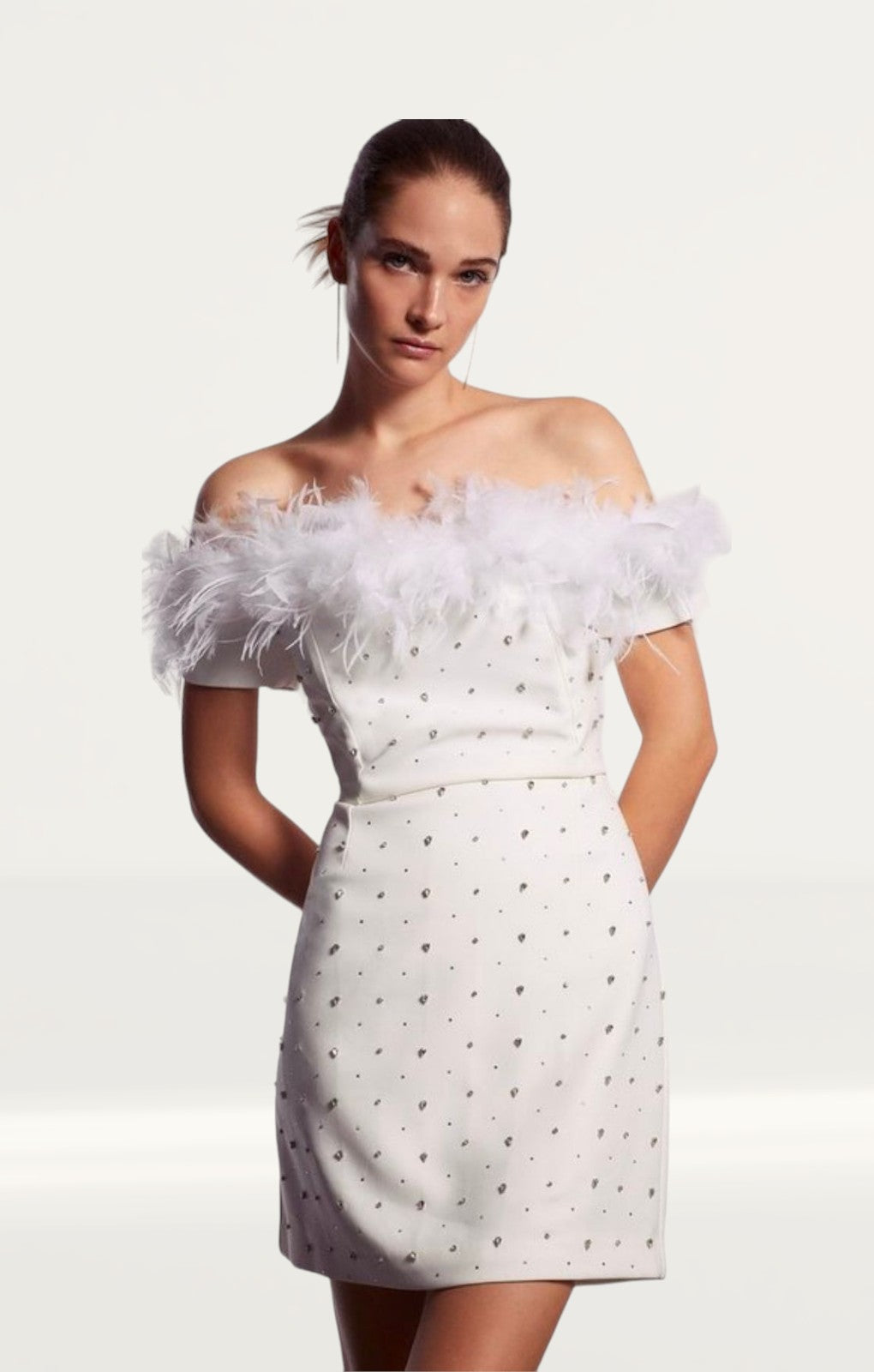 Coast Bardot White Feather Dress with Gems product image