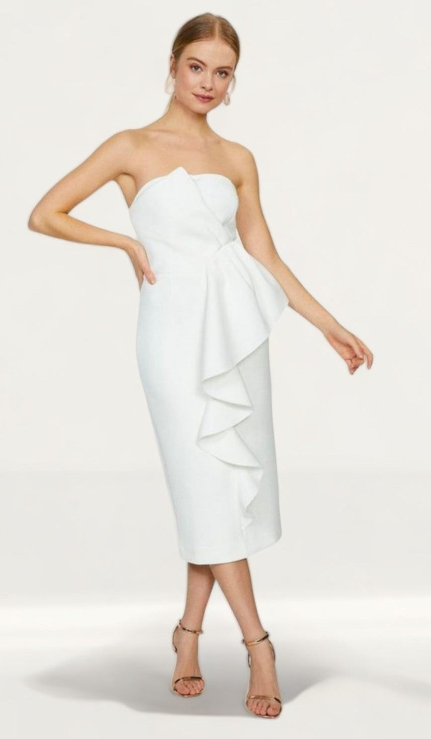 Coast Ivory Ruffle Front Bandeau Dress product image