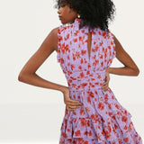 Coast Lilac Printed Tiered Frill Sleeve Mini Dress