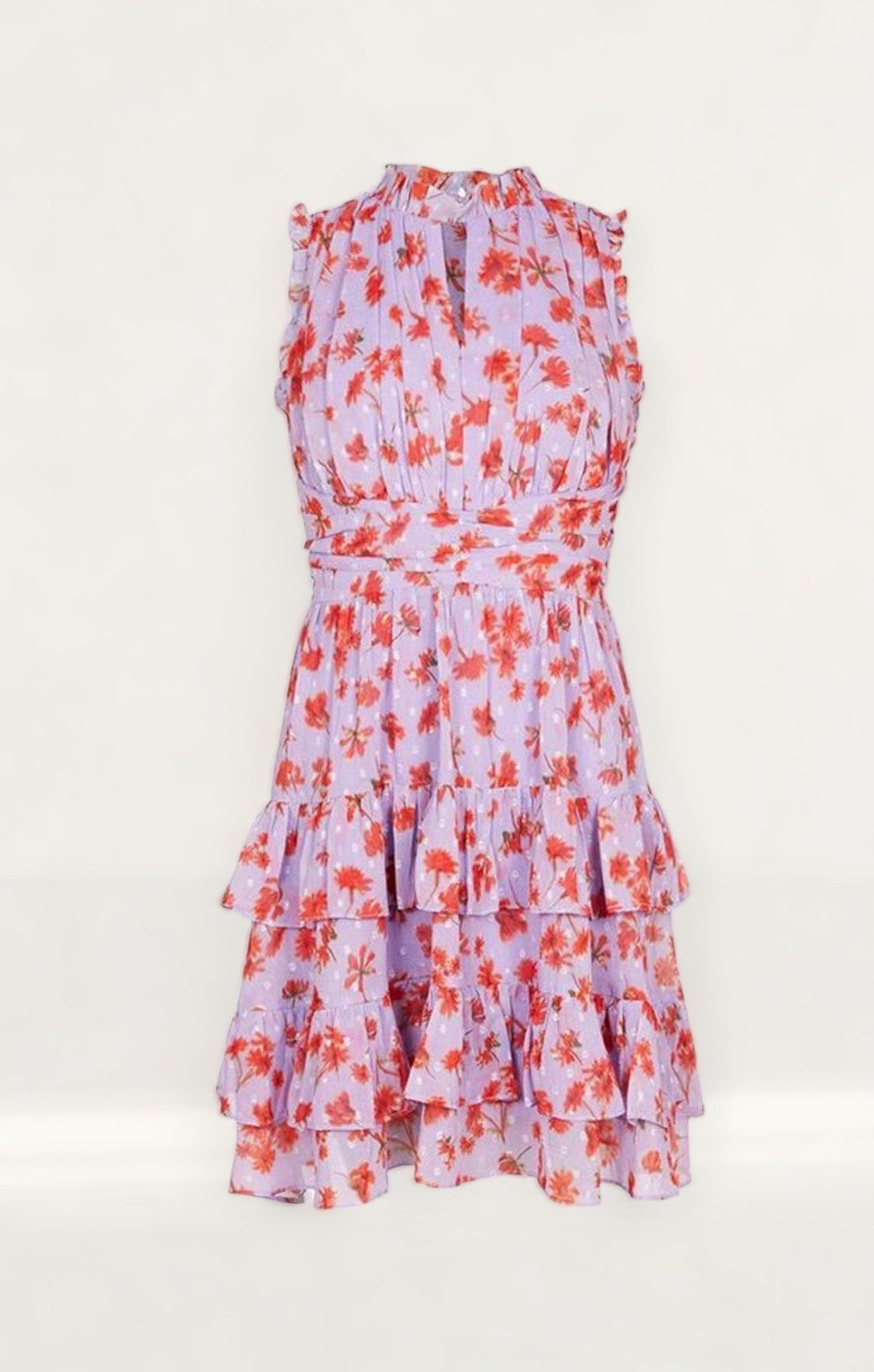 Coast Lilac Printed Tiered Frill Sleeve Mini Dress