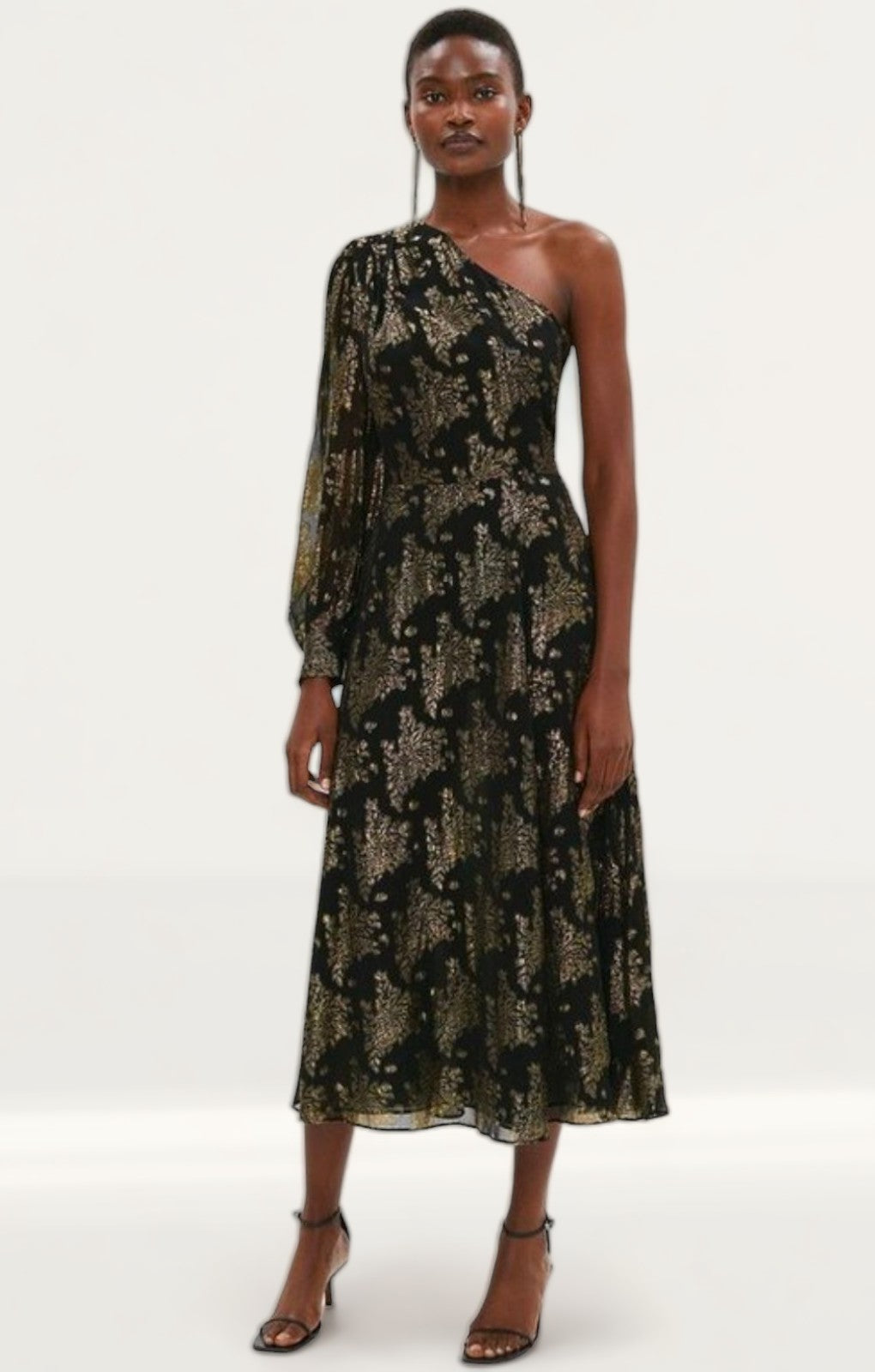 Coast Metallic One Shoulder Belted Dress