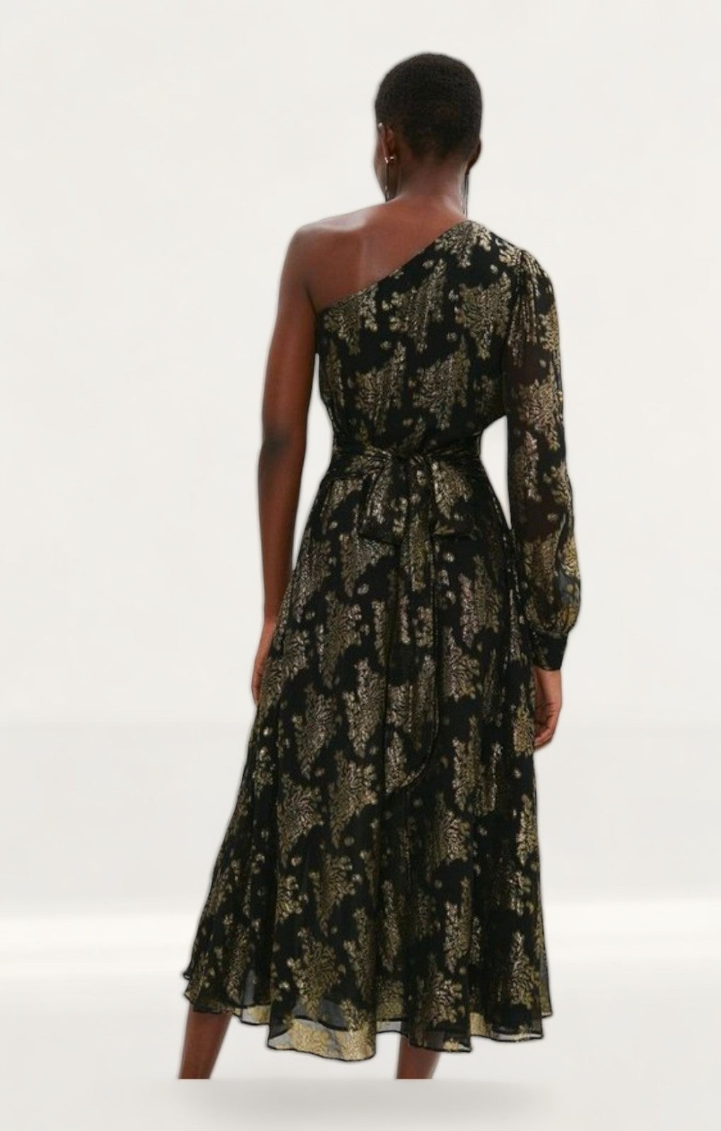 Coast Metallic One Shoulder Belted Dress