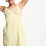 Collusion Lace Slip Mini Dress In Light Yellow
