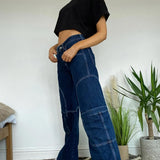 Collusion X008 Exposed Seam Flare Jeans In Indigo