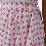 Cream Polka Dot Print Gathered Sleeve Midi Dress product image