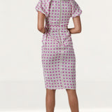 Cream Polka Dot Print Gathered Sleeve Midi Dress product image