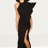 Nuevo Black Draped Frill Halterneck Maxi Dress product image