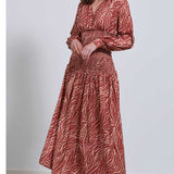 Little Mistress Gold Leaf Midaxi With Shirred Waist
