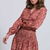 Little Mistress Gold Leaf Midaxi With Shirred Waist