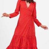 Little Mistress Red Wrap Midaxi Dress