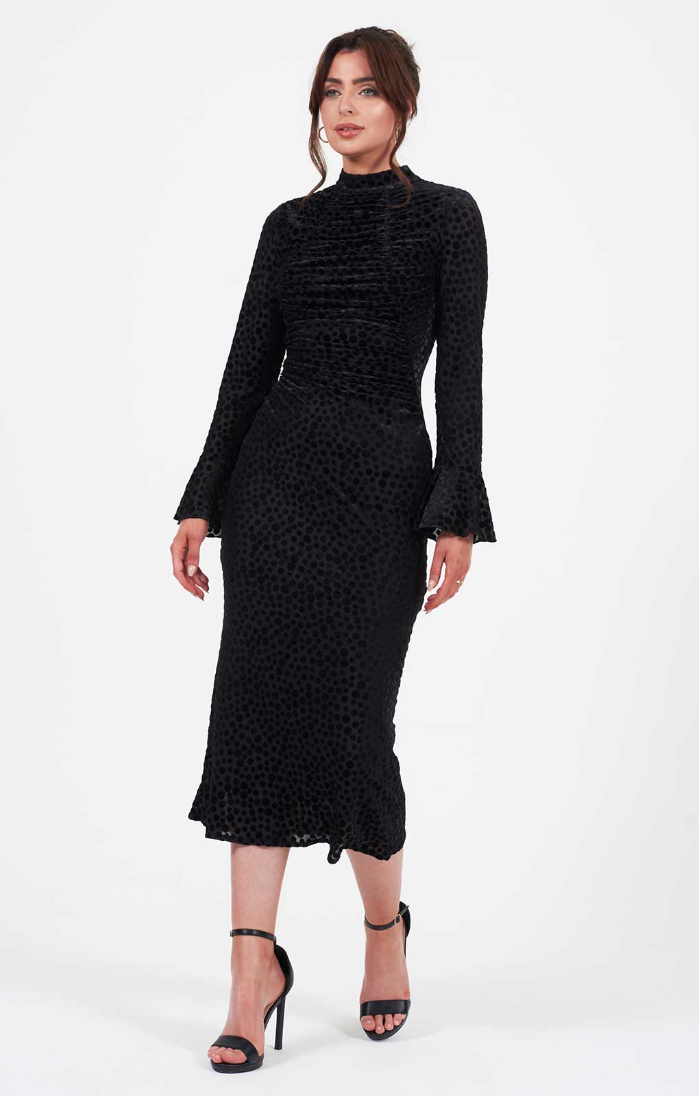 Little Mistress Black Flute Sleeve Midaxi Dress product image