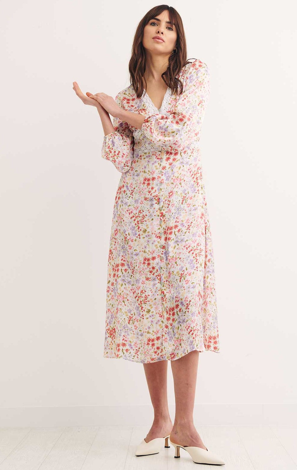 Nobody's Child Sephora Lace Trim Midi Dress product image