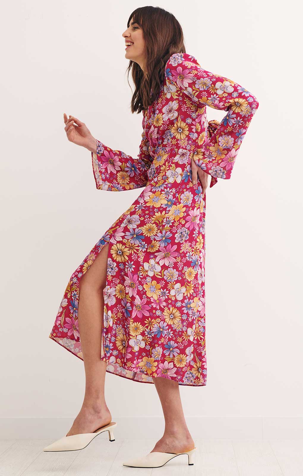 Nobody's Child Cher Floral Pink Tula Midi Dress product image