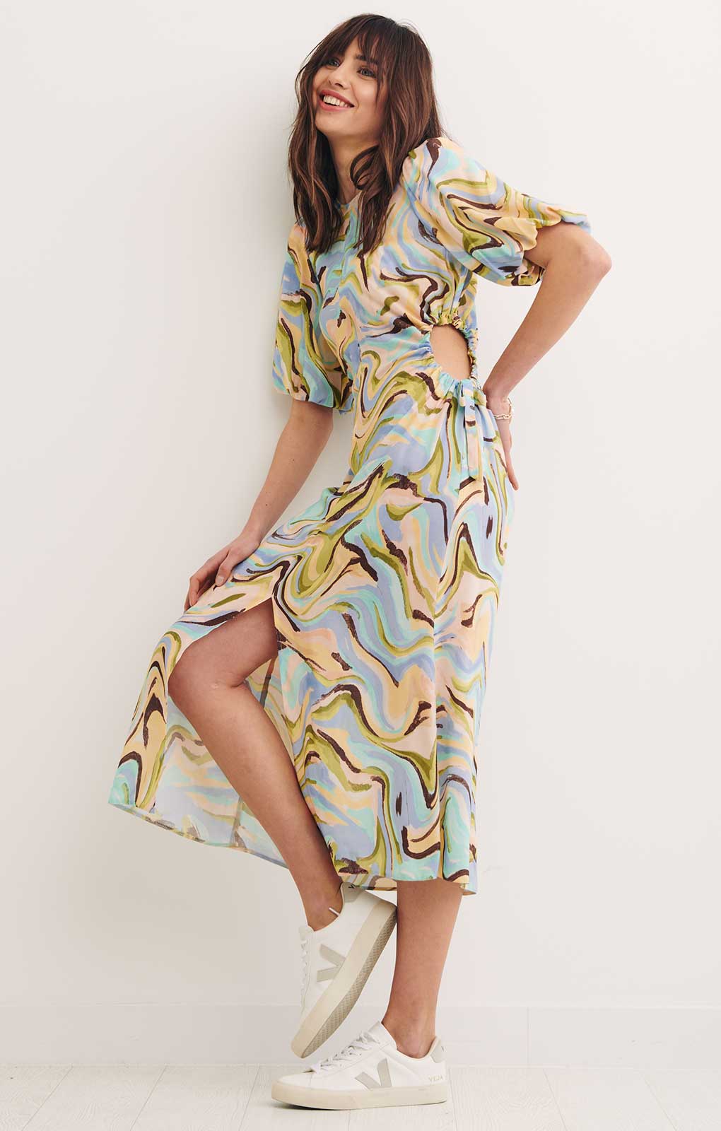 Nobody's Child Marieanne Camo Multi Rebecca Cut Out Midi Dress