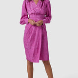 Closet London Pink Floral Jacquard Wrap Pencil Dress