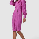 Closet London Pink Floral Jacquard Wrap Pencil Dress