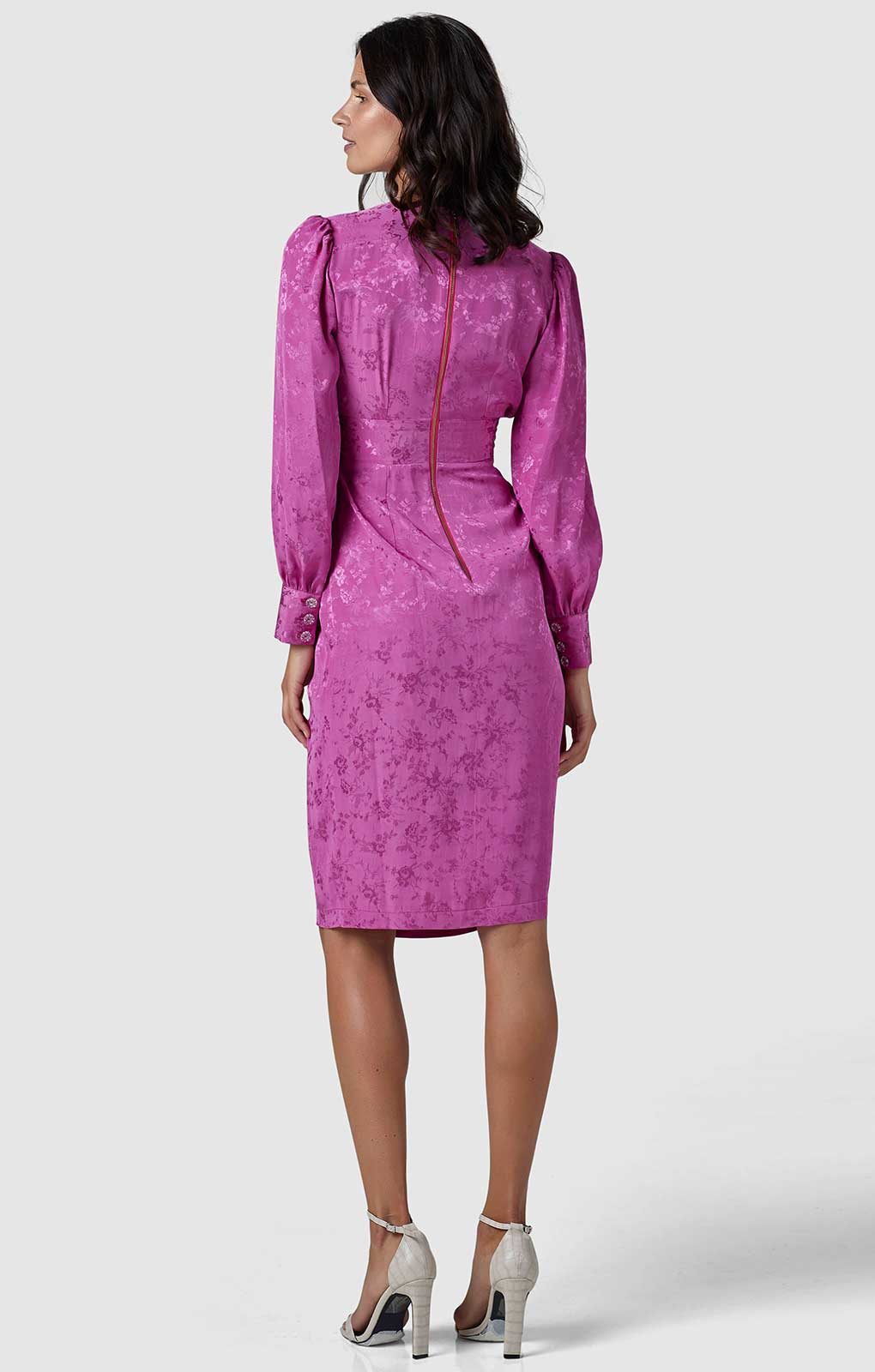Closet London Pink Floral Jacquard Wrap Pencil Dress