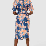 Closet London Royal Blue Floral Print Kimono A-line Midi Dress