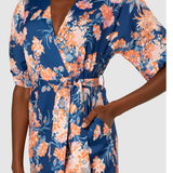 Closet London Royal Blue Floral Print Kimono A-line Midi Dress