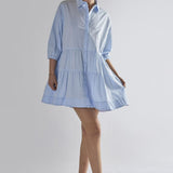 Glamorous Light Blue Collared Skater Mini Dress