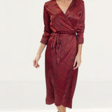 Dancing Leopard Red Wrap Midi Dress