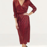 Dancing Leopard Red Wrap Midi Dress