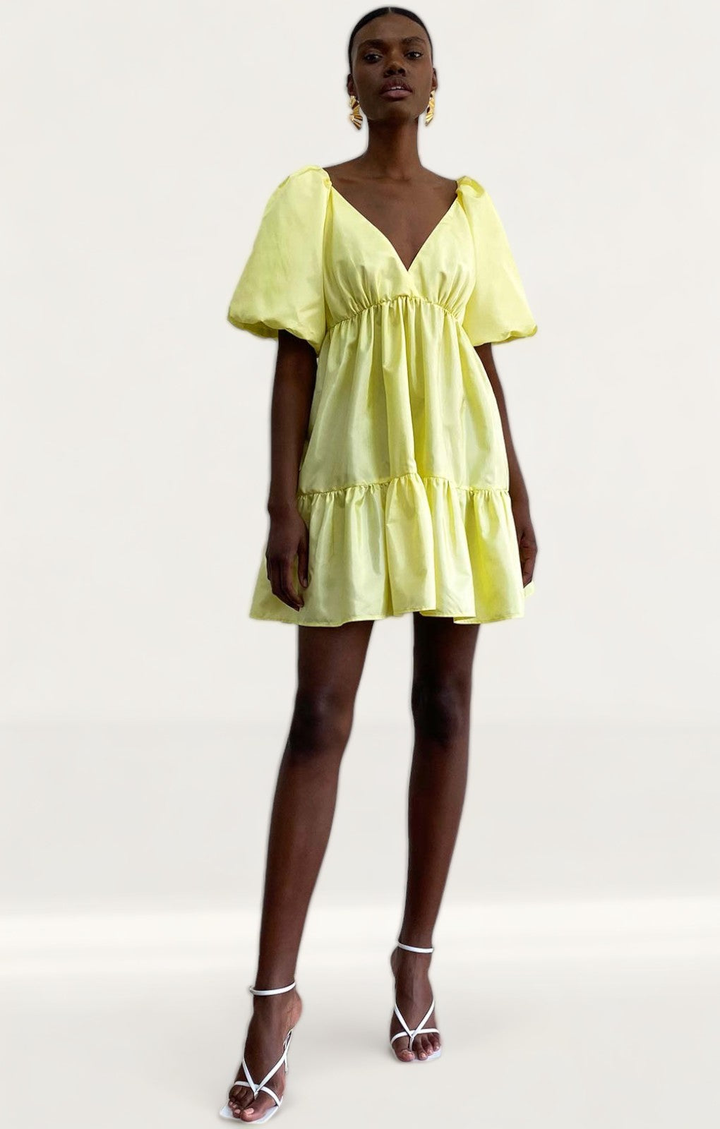 delfi collective nicole yellow pleated mini dress Delfi Nicole Pleated Silk Mini Dress
