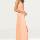 Dress The Population Danae Peach Satin Maxi Dress