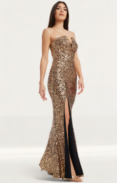 Dress The Population Gold Fernanda Dress Dress The Population Gold Fernanda Dress