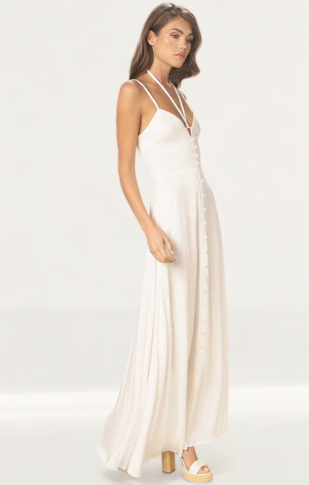 Dress The Population Mia Cream Buttondown Maxi