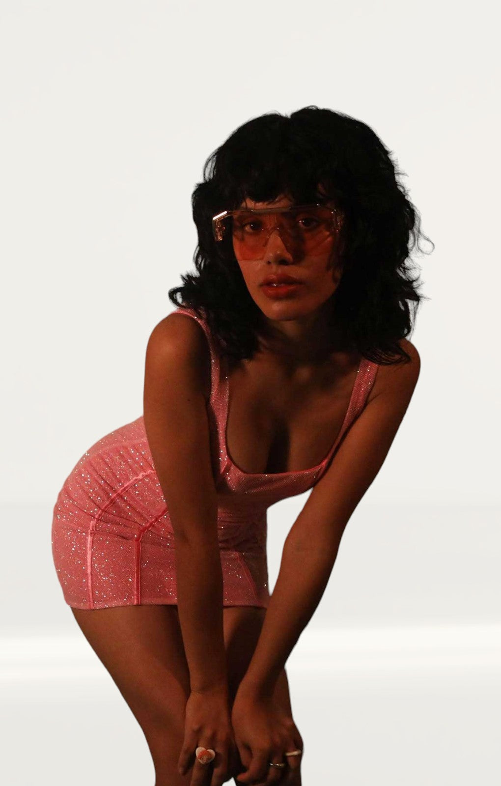 Elsie & Fred Let me Be Your Fantasy Pink Glitter Corset Mini Dress