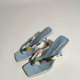 Glamorous Baby-Blue Gemstone Sandals
