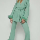 Warehouse Feather Trim Flare Trousers & Jacket product image
