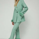 Warehouse Feather Trim Flare Trousers & Jacket product image