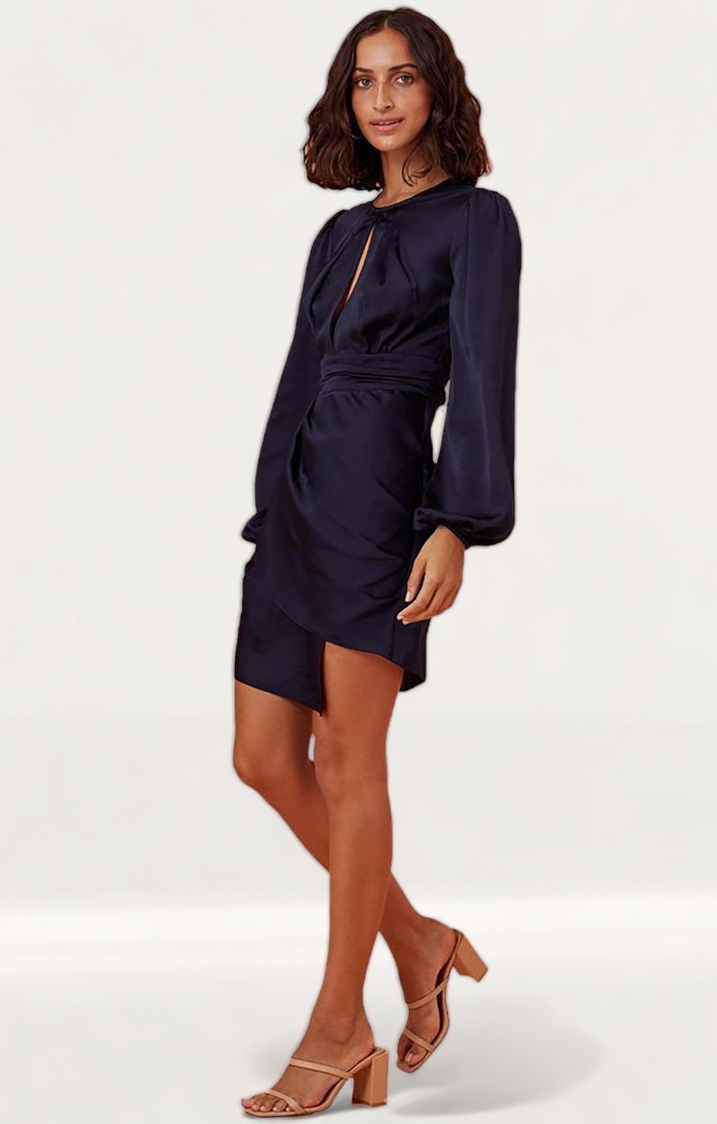 finders keepers blue dress Finders Keepers Black and Blue Long Sleeve Open Back Mini Dress Size S